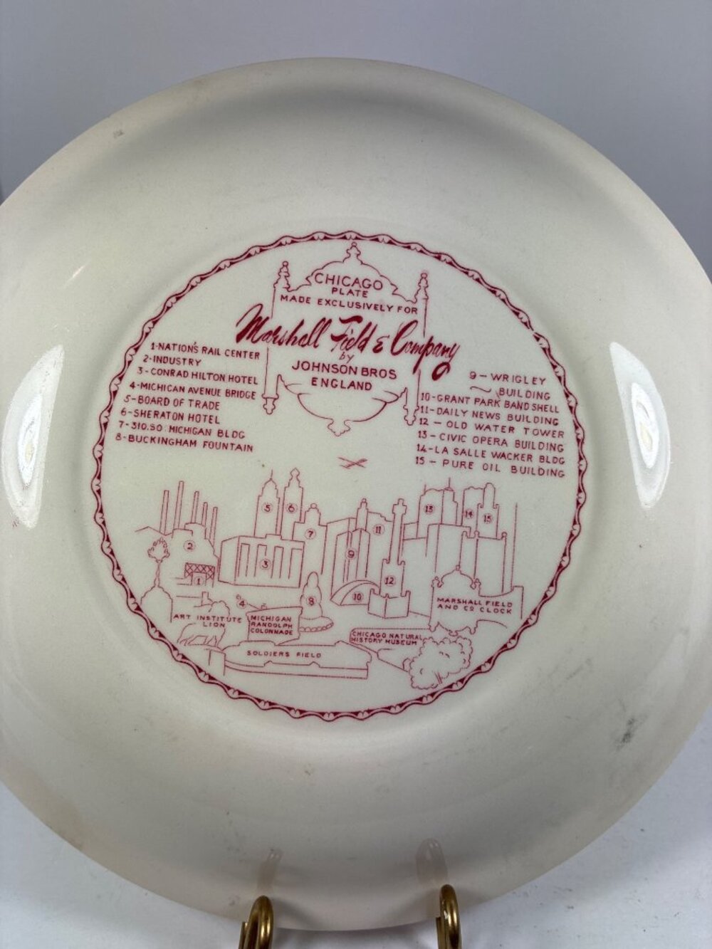 Vintage Marshall Field & Company Chicago souvenir plate by Johnson Bros. England - Picture 2 of 13